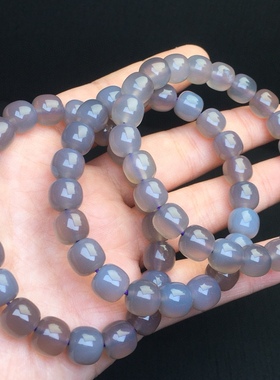 天然烤色灰烟紫玛瑙老型桶珠女生手链百搭显白水晶手串礼品饰品