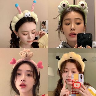 元气少女~可爱大眼仔毛绒发箍女搞怪扭扭棒发卡洗脸拍照头箍发饰