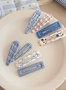 夏日小清新波点蓝色发夹女碎发侧边夹子刘海bb夹儿童可爱发卡发饰