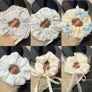 韩系蝴蝶结波点大肠发圈芭蕾风发绳蕾丝花边飘带马尾气质头绳发饰