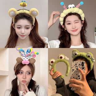可爱扭扭棒大眼发箍女发箍洗脸毛绒头箍2025新款搞怪发卡发饰