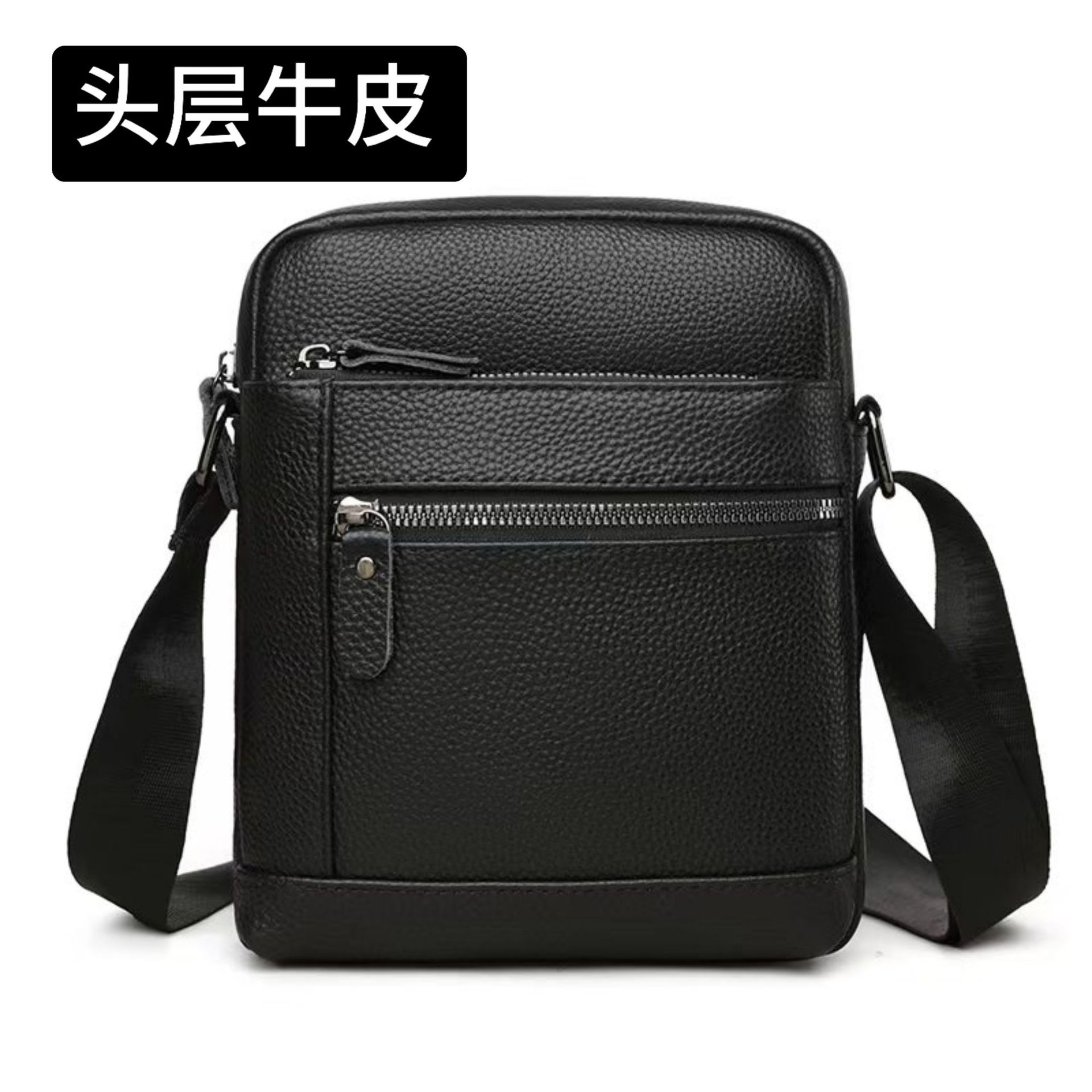 正品袋鼠男士单肩包真皮男包斜挎包头层牛皮休闲包新款轻便背包