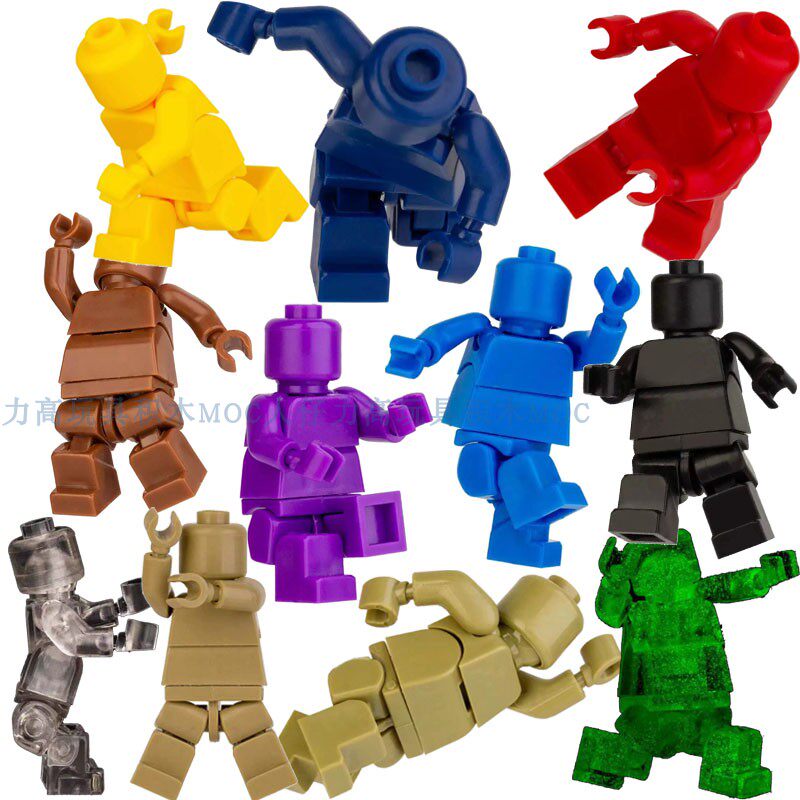 兼容乐高关节超可动素体积木人仔组合动作姿势白黑红蓝可动积木人