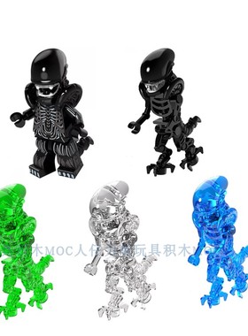 品高外星电影PG1223骷髅异形PG1224透明PG1225绿色异形人仔积木