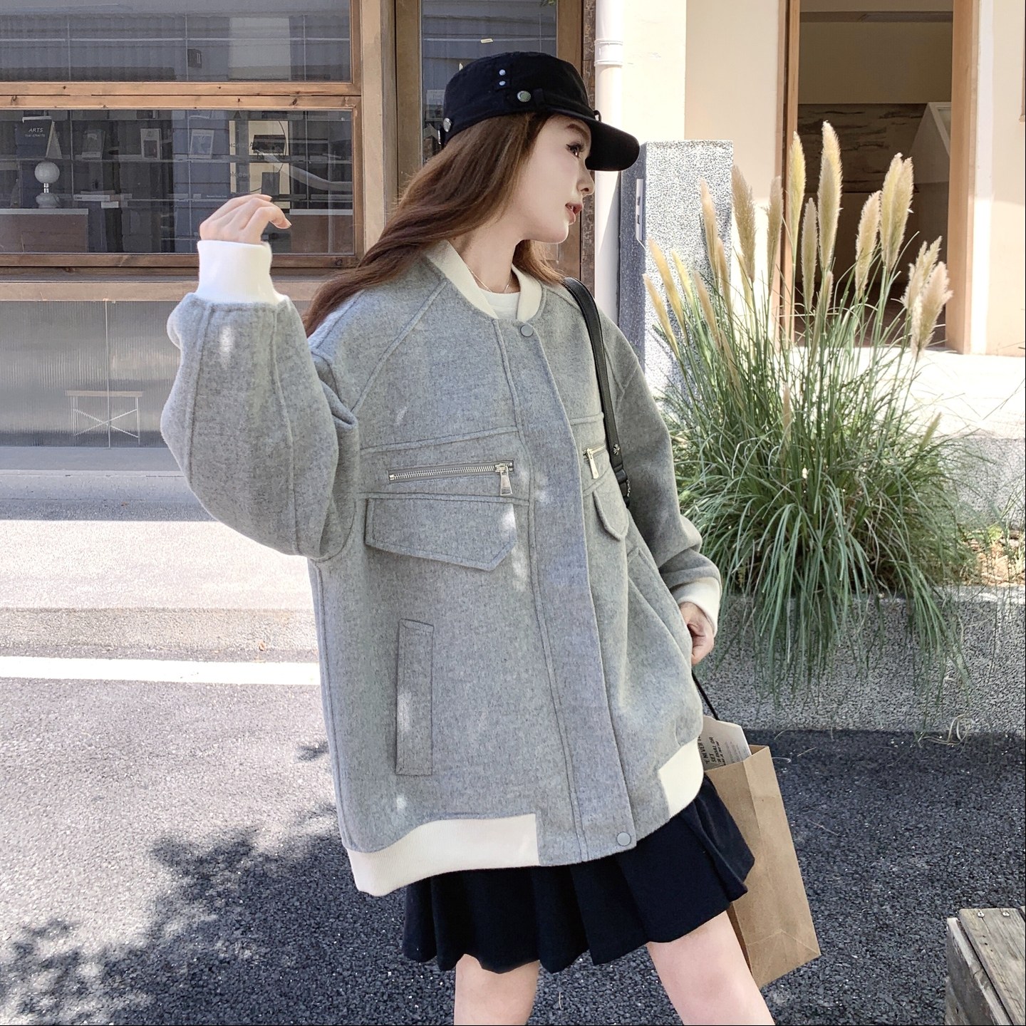 新款，90绒内胆毛呢羽绒外套棒球服151-1588-P285-428,女装毛呢外套,淑塔可可