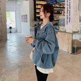 新款，秋季宽松牛仔连帽卫衣151-1251-P115-K168，女装卫衣/绒衫，淑塔可可
