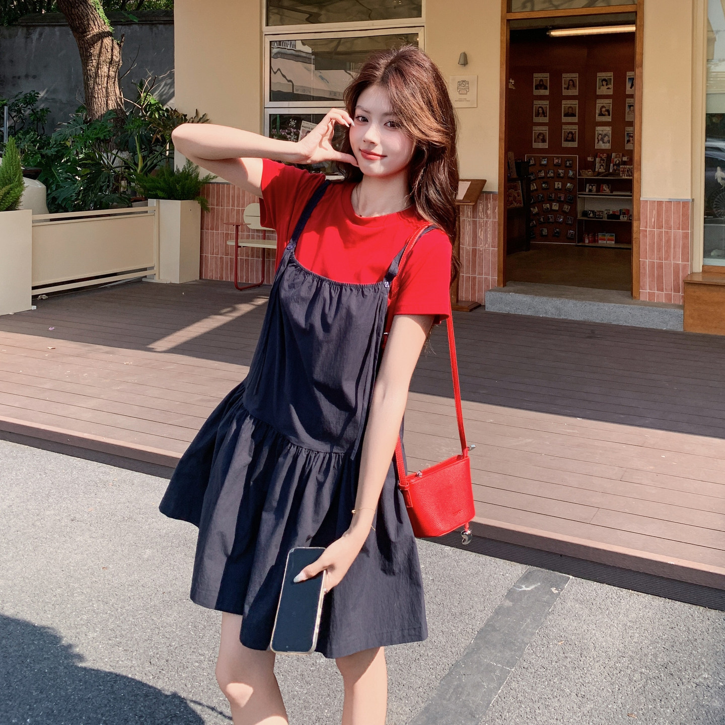 夏季新款仿牛仔吊带裙+T恤两件套2B203-1650-P150-K238，女装连衣裙，淑塔可可