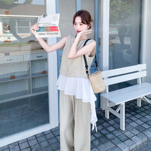 夏季新款拼接背心+阔腿裤两件套2B203-1656-P175-K278图片