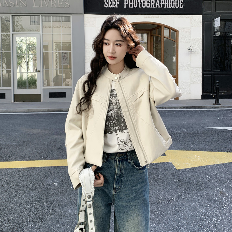 春季新款现货立领皮衣151-1602-P170-K278，女装皮衣，淑塔可可