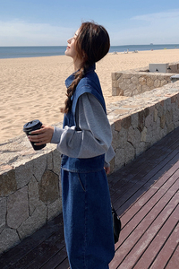 工装拼接牛仔连体裤女春秋长款设计感2025年新款高级感连身衣套装图片
