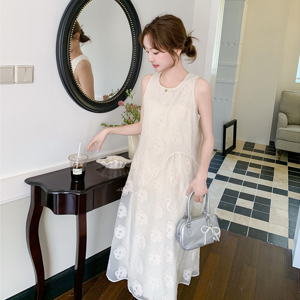 现货，立体提花无袖连衣裙2B203-1527-P125-K188，女装连衣裙，淑塔可可