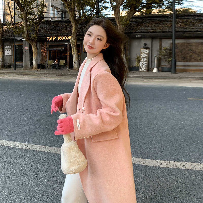 【现货】双排扣羊绒大衣151-6689-P330-K488,女装毛呢外套,淑塔可可
