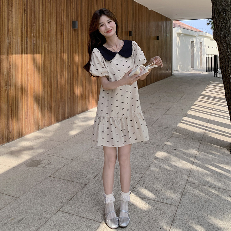 【现货】，蝴蝶结印花连衣裙2B203-6636-P105-K158,女装连衣裙,淑塔可可