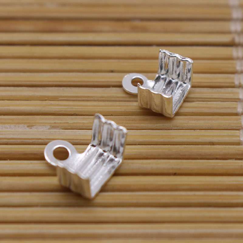 925银皮绳夹片夹扣项链皮绳扣DIY手工饰品配件材料收尾扣手链扣