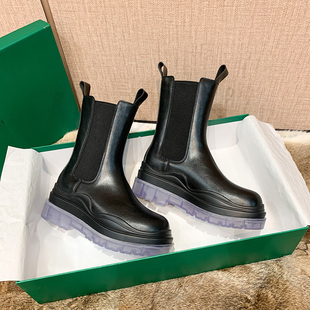 mona同款JW马丁靴女真皮烟筒中筒靴英伦风切尔西短靴男春秋单靴子