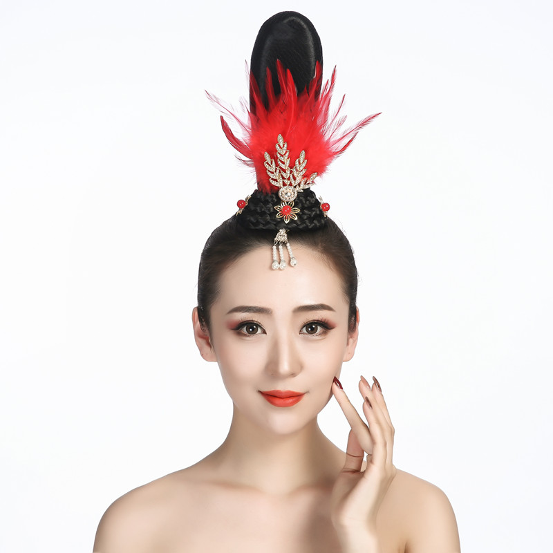 舞蹈头饰假发髻丽人行汉服演出头饰飞天表演头花民族敦煌古典头饰