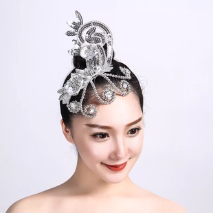 网红舞蹈头饰新款头戴式发夹发卡秧歌古典广场舞比赛专用演出头花