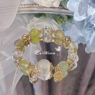 ins茉莉公主白月光石青提玛瑙葡萄石白水晶手链原创设计手串礼物