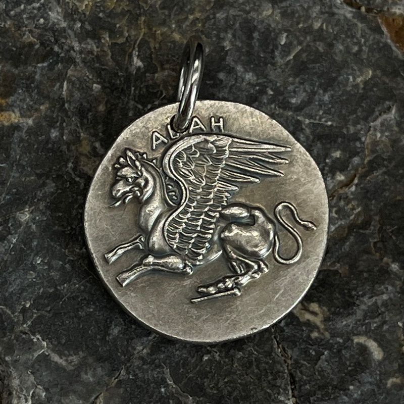 复古希腊神话色雷斯银币神兽狮鹫格里芬赫尔墨斯镀银硬币打孔项链