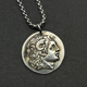 复古硬币项链亚历山大镀银币雅典娜胜利女神小众简约气质圆牌吊坠