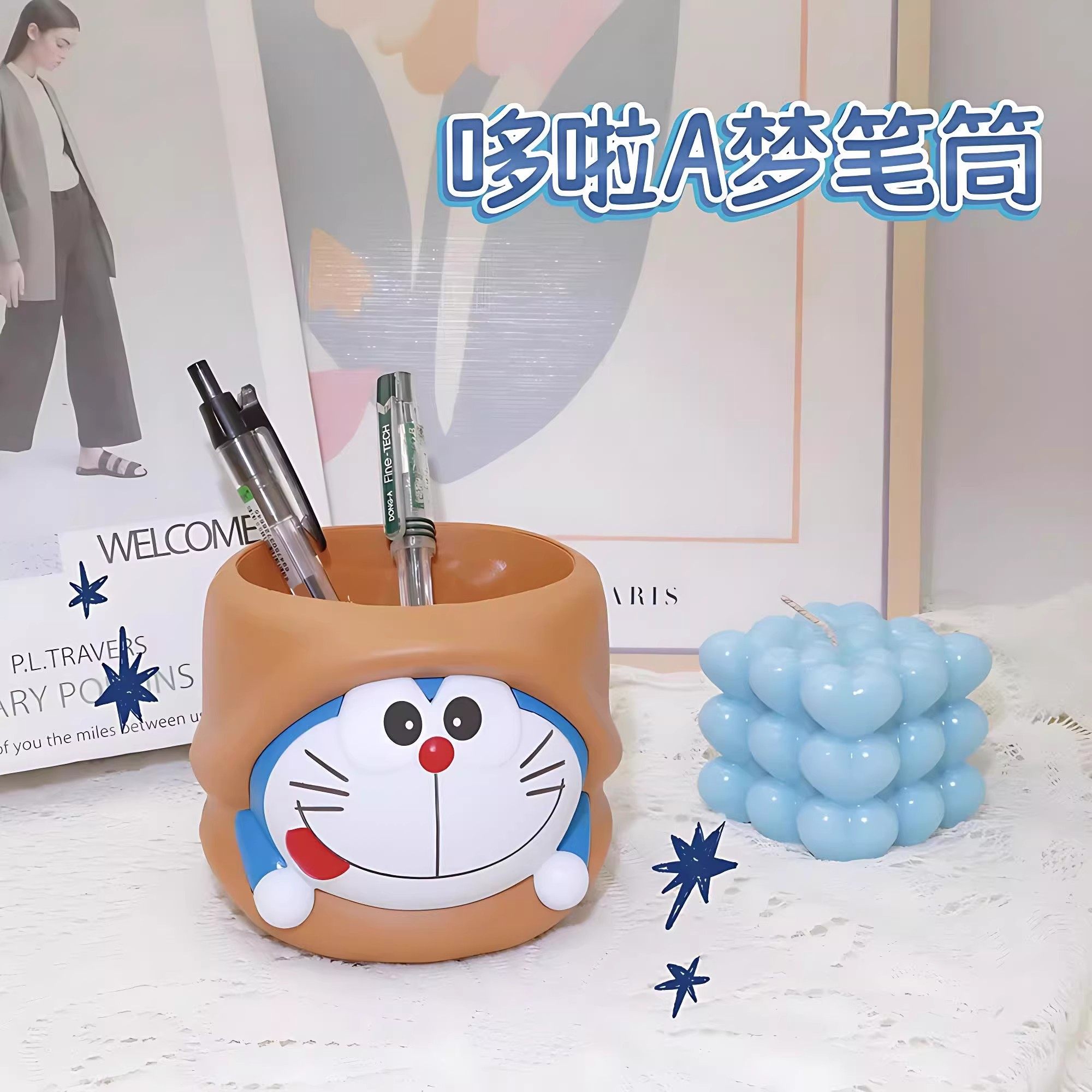 哆啦A梦机器猫笔筒可爱卡通桌面摆件萌趣收纳盒文具整理盒置物架,文具电教/文化用品/商务用品,笔筒,淘宝优惠券,粉丝福利购,淘宝优惠卷