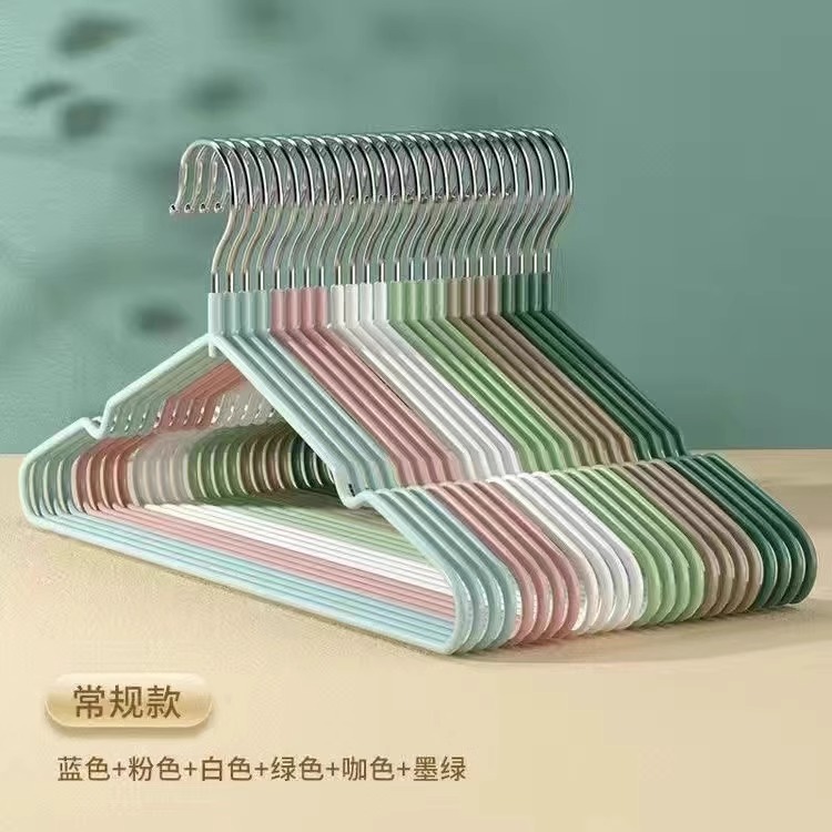 高档纳米防滑衣架成人加粗凹槽无痕浸塑晾衣架实用耐用静音设计