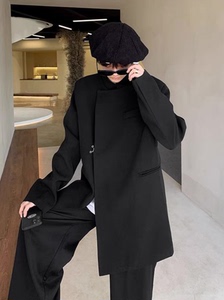 日系cityboy西装诘襟西服高级感中山服装套装英伦风坠感dk制服男