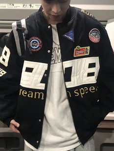 vintage棒球服oversize美式 复古赛车服外套设计感小众刺绣夹克男