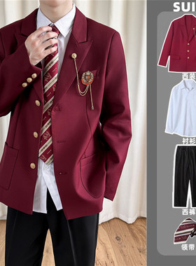 日系学院风DK西服套装宽JK制服男