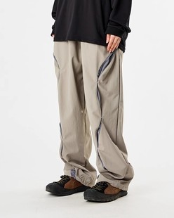 东大门韩国代购西村力同款裂纹尼龙运动休闲裤小众设计感长裤男女