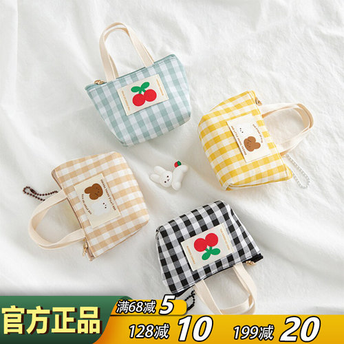 Livework格纹樱桃耳机包小收纳包