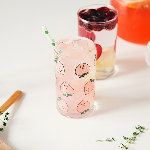 韩国livework可爱透明小玻璃杯卡通冷饮杯奶昔杯ins风水果果汁杯