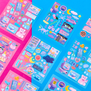 ARDIUM可爱渐变色卡通贴纸韩国ins无痕手机电脑手帐装 饰手账贴画