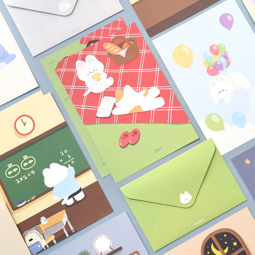 monolike可爱猫咪卡通信纸信封