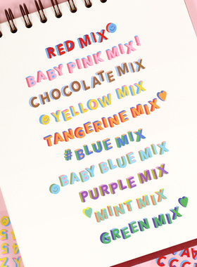 韩国文具paperian彩色3D大写字母数字贴纸可拆卸无痕手帐装饰素材