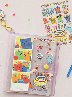 韩国dailylike可爱小熊无痕贴纸diy手帐咕卡小卡手机装饰细闪贴纸