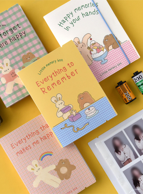 Monolike韩国卡通四宫格相片卡册ins贴纸明信片6寸照片相册收纳本