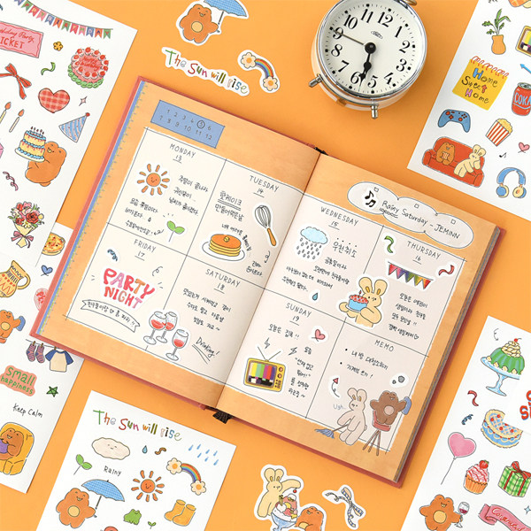 韩国monolike可爱涂鸦风卡通无痕贴纸diy手账本卡册电脑手机装饰