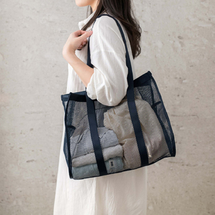韩国full沙滩包时尚 网眼镂空大单肩包旅行休闲游泳包洗漱包收纳包