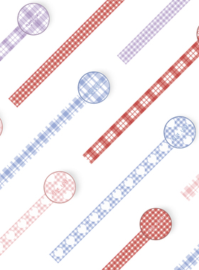 iplaybox 小清新爱心格纹和纸胶带手账diy拼布拼贴装饰背景素材