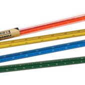 日本HIGHTIDE 办公学习文具PENCO金属三棱尺比例尺绘图尺子15cm