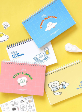 韩国indigo可爱吐司横款线圈学习计划本4个月时间管理提效率手册