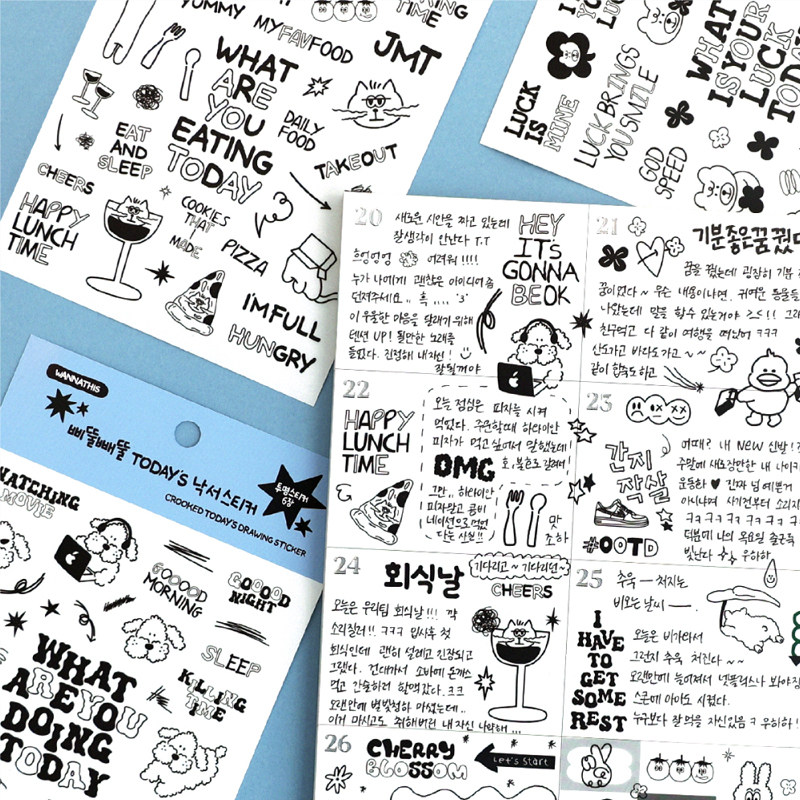 韩国Wannathis个性涂鸦DIY无痕贴纸手帐素材装饰防水贴手机电脑贴,文具电教/文化用品/商务用品,贴纸/立体贴纸,淘宝优惠券,粉丝福利购,淘宝优惠卷