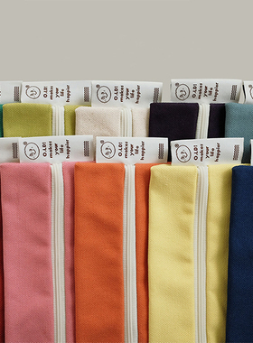 韩国ohlollyday 简约纯色pencil case盐系拉链铅笔袋化妆收纳包