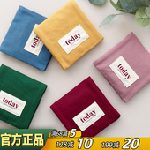 funnymade韩国纯色棉布卫生棉收纳袋大容量轻便折叠卫生巾收纳包