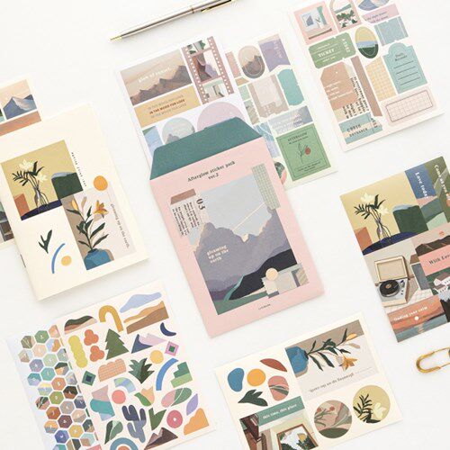 Livework小清新贴纸落日余晖插画