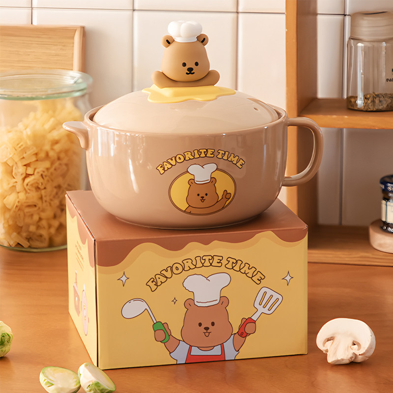 韩国dailylike可爱大容量小熊陶瓷微波炉碗上班带饭加热家用餐碗,餐饮具,碗,淘宝优惠券,粉丝福利购,淘宝优惠卷