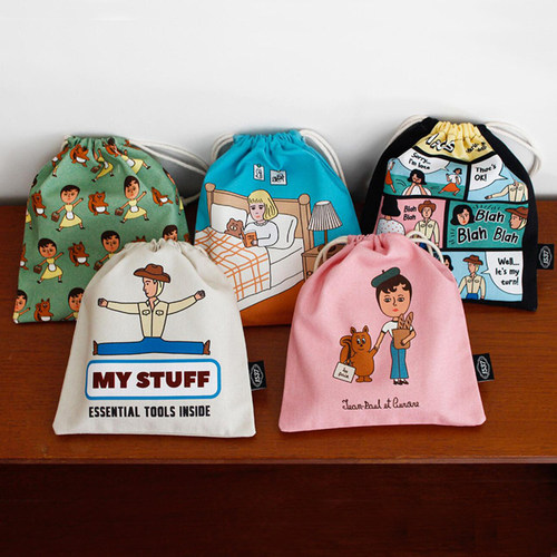 oohlala艺术插画抽绳束口收纳袋