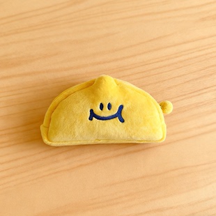 韩国second morning可爱柠檬笔袋大容量毛绒收纳包办公学习文具袋