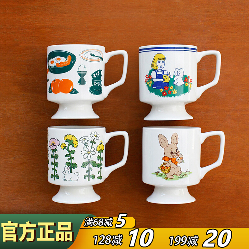 韩国1537可爱复古彩绘高脚马克杯